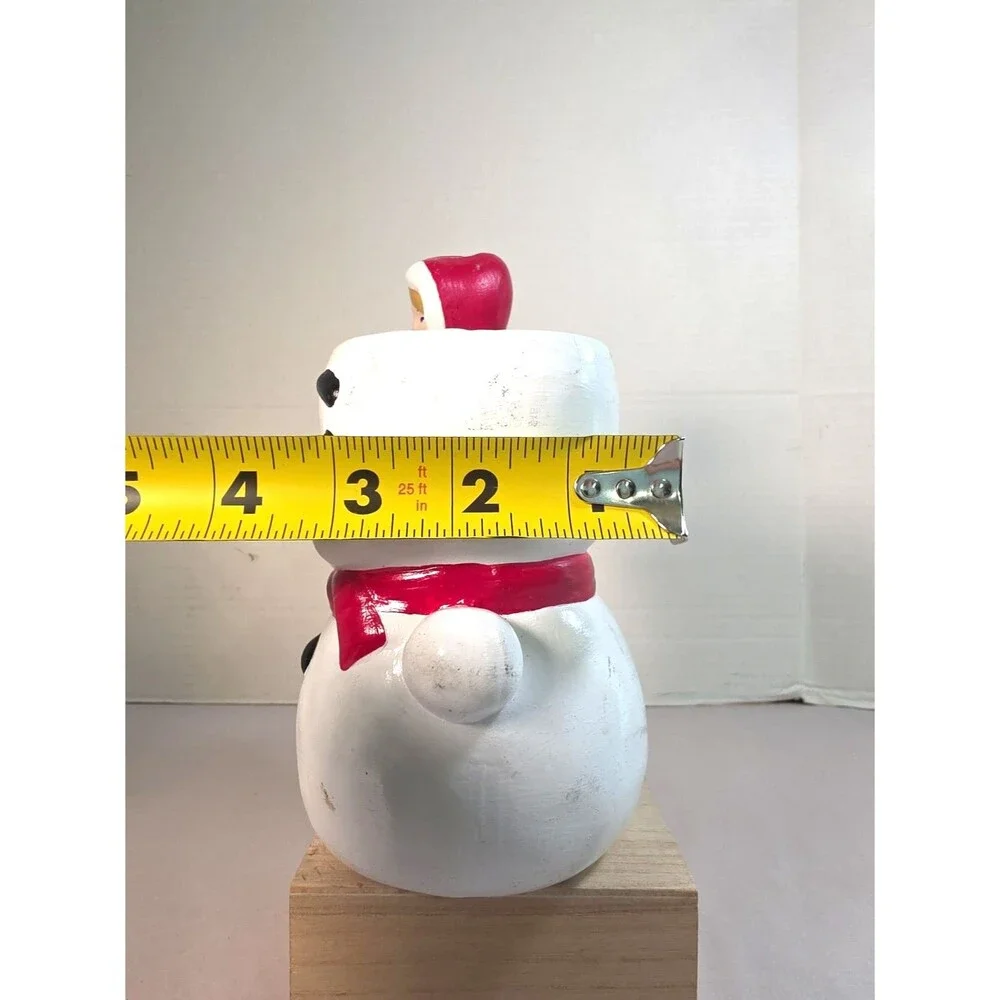 Vintage Christmas Snowman vase Winter Scene Children Kids In The Snow 1981 Ken